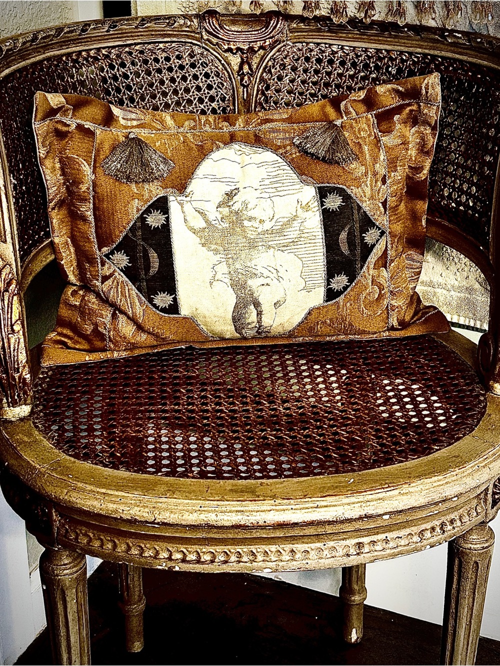 SWEET DREAMS DESIGNS
Antique Gold Baroque Angelic Cherub Accent Pillow 16”